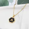 Kolye Kolyeler Altın Başlangıç ​​Mektup Cazibesi Kolye Paslanmaz Çelik Siyah Hexagon 26 Harfler Kadın Mücevher Toptan Teslimat