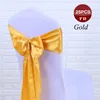 Gratis 25 st/parti stol Sashes Bow Tie 7 "x108" bröllop satin guld täckdekor party bankettplats 220514