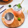 Moscow Mule Mug Bicchiere da birra in acciaio inossidabile Oro rosa Argento Rame Rame martellato Placcato Bar Bicchieri Bicchiere per bevande Bicchiere da cocktail