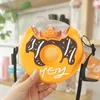 Cartoon Cute Donut Ice Cream Water Bottle Rainbow Creative Square Watermelon Cup Portable Leakproof Children Kettle with Straw 220307