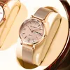 Armbanduhr Schweizer Marke Poedagar Frauen Uhren Luxus Roségold Mesh Armbanduhr Fashion Einfaches wasserdichte Datum Damen Uhren Armband Clockwww