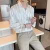 Camicie casual da uomo stile coreano design a righe verticali bottoni camicia a maniche lunghe Harajuku per uomo nero bianco Eldd22