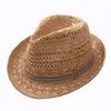 Breite Krempe Hüte Modehandwerk Frauen Sommer Raffia Stroh Sun Hut Boho Beach Fedora Trilby Männer Panama Gangsterwide