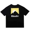 22 SS Ins High Street Tide Brand Rhude Men's Camisetas Letra Impressa Round Neck Camise de algodão solto T-208K
