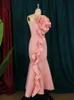 Casual jurken vrouwen lang feest ruches roze vieren gelegenheid prom halter mouwloze grote bloem sexy slank fit Afrikaanse jurken clubwearcasual