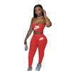 2024 Brand Designer Workout Set Two Piece Pants Women Tracksuits Summer Fall Sporty Outfits Spaghetti Strap Crop Tops and High midje Leggings Active Gym kläder 4882