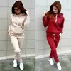 Femmes deux pièces pantalons femmes automne hiver 2 ensemble Jogging femmes sweats à capuche imprimés vêtements de sport costumes épaissir chaud dames filles à capuche