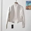 ファッションホワイトPUジャケットの女性スリムジッパーバイカーモトフェイクレザーコート新しい春秋のストリートピンクレザーアウトウェアL220801