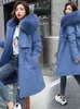 Women Coat 2022 Winter New Plus Velvet Thick Warmth Fur Hooded Parkas Down Cotton Jackets Office Lady Loose Clothing Feminina L220730