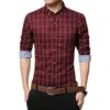 AeaMape известные бренд мужские платья рубашки плед деловая рубашка мужские повседневные рубашки с длинными рукавами блузка мода тонкий социальный человек 220322