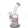 6Inch Dab Dunkin Oil Rig Hookah Mini Glass Bong Showerhead Perc Small Recycler Bubbler Water Pipe with 14mm Male Glass Oil Burner Pipes 1pcs