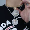 Ciondolo con lettera personalizzata rotonda Bling Borsa con denaro ghiacciato Collana con simbolo del dollaro pavimentata 5A CZ Gioielli con zirconi cubici da uomo