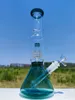 12 tum Peacork Green Hookah Vattenrör rakt långt däck Filterglas Bong Recycler rör vatten Bongs rökrör 14mm skålstam