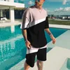 Seide Kontrast Farbe Net Rot männer T Shirt Anzug Mit Mode Trend 3D Druck Muster Kurzarm Top Marke t 220621