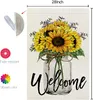 Summer Welcome House Sunflower Garden Flag 30x45cm Double Face Outside Holiday Yard Decoration