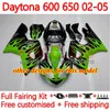Motocicleta Bodys para Daytona600 Daytona650 02-05 Bodywork 148no.9 Cowling Daytona 650 600 cc 02 03 04 05 Daytona 600 2002 2003 2004 2005 ABS Failing Kit Amarelo quente