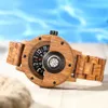 Creative Wood Watch Unique Compass Turntable Watches Mens Semicircle Dial Clock Quartz Retro Hour Relogio Masculino