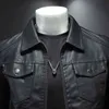 Jaquetas de couro da marca Thoshine Menas de couro e bolsos de outono Zipper Slim Fit Motorcycle Jacket Round Casual Fur Coat L220725