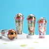 Cartoon Copo de água de Natal novo xícara de palha de plástico dupla camada criativa colorida colorida de boneca de xícara de xícara de xícara de boneca