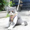 Pet Cat Harness Collars Vest Leash Pet Adjustable Harness with Bell Walking Leash for Kitten Puppy Small Medium Dog Imitated Leather 0707