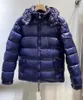 Men womens Down Coat Outerwear Classic Winter Puffer Jacket Hooded Designer Parkas Luxury Streetwear Homme Unisex Coats S-XXL Dark Blue