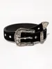 Belts Women Suede Carved Alloy Metal Rivet Wide Buckle Belt Fashion Retro PU Waistband Office Ladies Black BeltsBelts