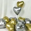 100Pcs 12inch Heart Shaped Metallic Latex Balloons Wedding Party Decoration Gold Silver