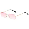 Frameless Sunglasses Female Square Small Frame Ocean Sheet Spring Leg Sunglasses Ins Trend Street Shooting Accessories CX220325
