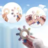 Design Silicone Teething Infant Chewing born Accessories Cartoon Rudder Shape Baby Toys Food Grade Wooden Ring Stuff 220812