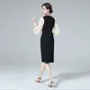 Uzun Kollu Parti Siyah Sliming Elbise Kadın Tasarımcı Pist Dantel Turn-down Yaka Kulübü Kokteyl Elbiseleri 2022 Hepburn Stil Kadınlar Seksi Sevimli Ince Balo Kadife Mini Frock