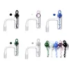 10 mm 14 mm mannelijke volle las afgeschuinde rand Quartz banger rookaccessoires voor bongs met unieke glazen marmeren ketens cap fwqb10