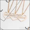 Подвесные ожерелья Broken Heart Collece 3pcs Set Jewelry Day Day Gift Best Friend