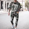 Chándales para hombre Ropa de verano Tendencia Elementos étnicos Impresión digital 3d Moda Callejera Camiseta deportiva para hombre Pantalones de dos piezas