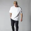 Överdimensionerad t shirt män kroppsbyggande toppar avslappnad livsstil gym slitage t-shirt manlig lös streetwear hip-hop tshirt