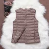 Fitaylor 90% Ultra Light White Duck Down Chaleco de mujer Abrigo fino Mujeres Pato Down Chaqueta sin mangas V Cuello o O Abrigo de cuello 220801