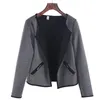 Jaquetas femininas jaqueta de primavera feminina moda moda color de bolso zíper casual 3 cores Cardigan slim slim fit