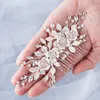 Flower Hair Coman HEDPECKES Wedding Hair Akcesoria Srebrny Kolor Rhinestone Opaska na głowę ślubną Tiara Spinki do włosów Kobiety Biżuteria