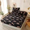 Bonenjoy 3 PCS lakan på Elastic Leopard Black Color S singel/drottning/King Draps de Lit Mittade 220514