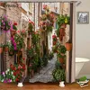 200x180 cm tenda da doccia impermeabile per bagno vista stradale europea bella stampa di strada fiore decorazione della casa tenda 210402