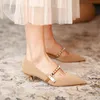 Hochwertige Französische Elegante Mode Frauen Schuhe 2021 Frühjahr Neue Perle Wort Gürtel High Heels Vielseitig Exquisite Einzelnen Schuhe Frauen G220527