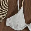 Sexig bandeau bikini set 2022 kedja baddräkt kvinnlig randig tryck badkläder kvinnor sommar badare baddräkt mellatic biquini