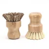 Runde Holzbürste Griff Pot Dish Haushalt Sisal Palm Bambus Küchenarbeit Reiben Reinigungsbürsten sxa15