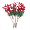 Dekorativa blommor kransar festliga fest levererar hem trädgård tnice 10st små konstgjorda tallar stimation bär nålar röd blomma o