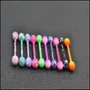 Tongue Rings Body Jewelry 100Pcs Piercing Ring Barbells Nipple Bar Mix Nice Colors Christmas Gift Bote07254266