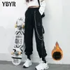 Kvinnor lastbyxor harem mode punkfickor jogger byxor med kedja harajuku elastik hög midja streetwear 220422