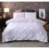 Capa de edredão preta de luxo Pinch prega breve conjunto de roupas de cama queen rei tamanho 3pcs cápsula de linho de cama com capa de edredom com travesseiro45 t200110