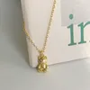S'STEEL 925 فضة الأصلي 100٪ دلاية على شكل دب قلادة قلادات ساحرة للنساء مصمم مجوهرات ذهبية بدون ياقة