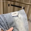 Dżinsy męskie moda luksusowa marka TB Spring Autumn Hole proste regularne dżinsowe spodnie dżinsowe paski