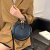 Siyah Yuvarlak Çanta Vintage Omuz Çantası Kadınlar için Debriyaj Çantalar Kış Yüksek Kaliteli Crossbody Çanta Kadın Seyahat Kılıf Y220802