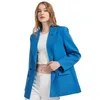 Autumn and spring womens blazer jacket casual solid color doublebreasted pocket decorative coat 220801